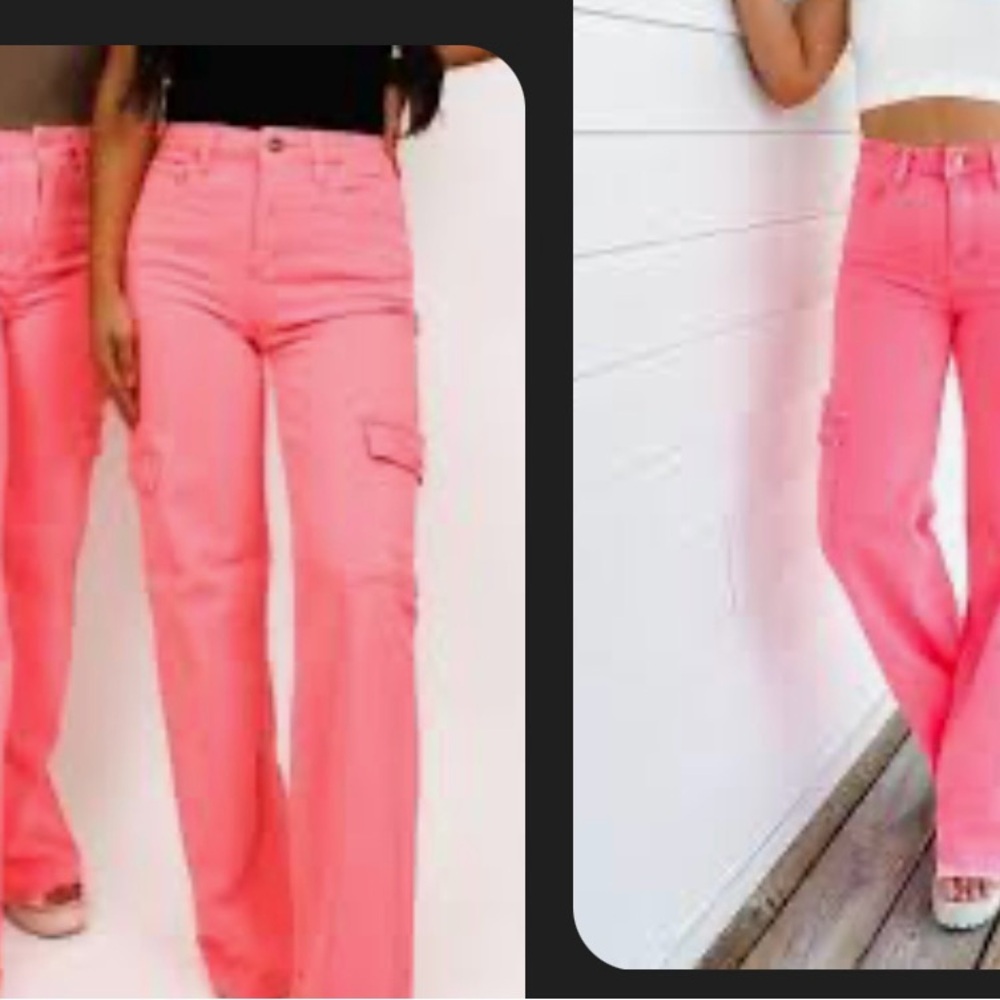 Vibrant Pink Wide-Leg Jeans